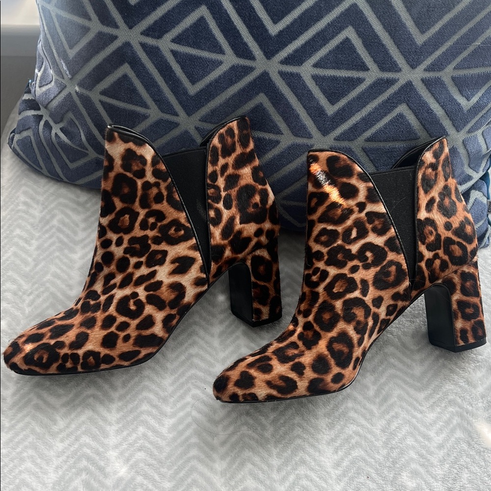 White House Black Market Leopard Ankle Boots